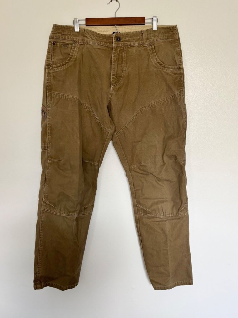 KÜHL Mens Brown Cotton Cargo Pants Size 36 Durable Outdoor Workwear